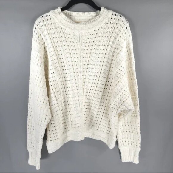 NWT ELIE. ELIE TAHARI Eyelet Knit Pullover Sweater Ivory‎ 100% Cotton Size LARGE - Picture 11 of 15